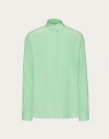 Valentino Washed Silk Shirt With Neck Tie In Mint