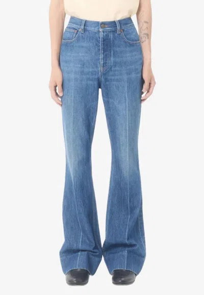 Valentino Washed Straight-leg Jeans In Blue