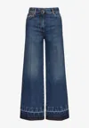 Valentino High-rise Wide-leg Jeans In Denim
