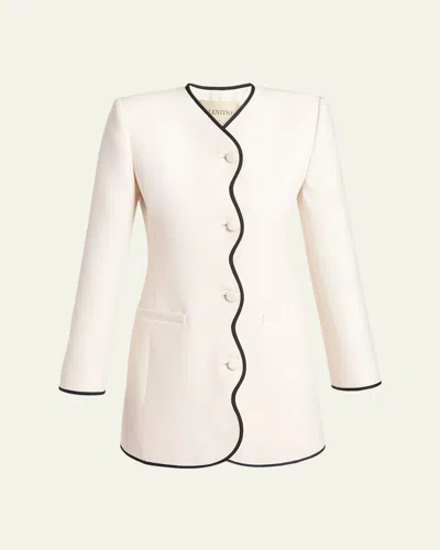 Valentino Wave Trim Minidress In Neutral