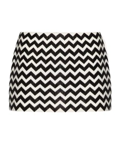 Valentino Wavy Stripe Skirt In Black