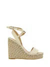Valentino Rockstud 125 Grainy Leather Wedge Espadrille In Light Ivory/naturale