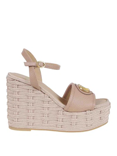 Valentino Garavani Wedge Espadrillas Vlogo Signature T. 45 In Pink