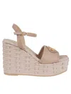 Valentino Wedge Espadrillas Vlogo Signature T. 45 In Rose Cannelle