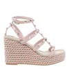 Valentino Garavani Women Rockstud Wedged Sandals In Pink