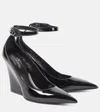 Valentino Garavani Vlogo Lockette 105 Patent Leather Wedges In Black