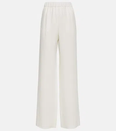 Valentino Weite High-rise-hose Aus Seide In Weiss