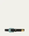 Valentino Western-inspired Brushed Leather Belt