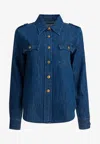 Valentino Western Style Denim Shirt In Blue