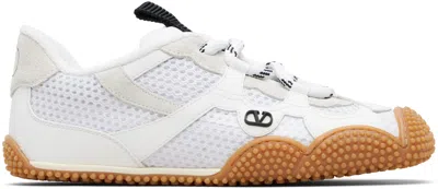 Valentino Garavani Amphibia Sneaker In Rubberised Calfskin And Split Leather Woman White 41