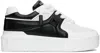Valentino One Stud Xl Low-top Sneaker In Nappa Leather And Jacquard Toile Iconographe Technical Fabric In A01 Bianco/nero