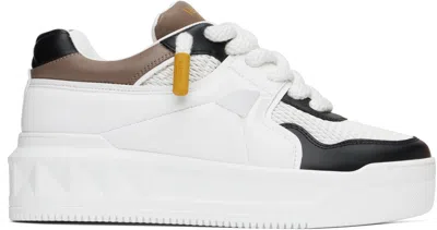 VALENTINO GARAVANI WHITE & BLACK LOW-TOP ONE STUD XL SNEAKERS