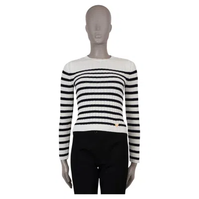 Pre-owned Valentino White & Black Viscose 2023 Striped Rib-knit Sweater Xs