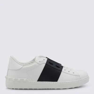 Valentino Garavani Open Leather Sneakers With Contrast Band And Stud Details Shoes In White