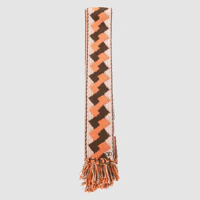 VALENTINO WHITE AND BROWN COTTON SCARVES