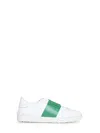 Valentino Garavani Contrast Calfskin Band Sneakers With Rubber Sole In White
