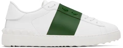 Valentino Garavani White & Green Open Sneakers In Fern Green/bianco