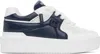 Valentino Two-tone Nappa Leather One Stud Sneakers In Fc6 Bianco/worker