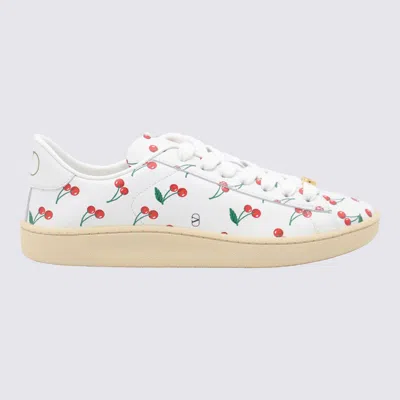 Valentino Garavani Royco Vlogo Cherry-print Leather Sneakers In White