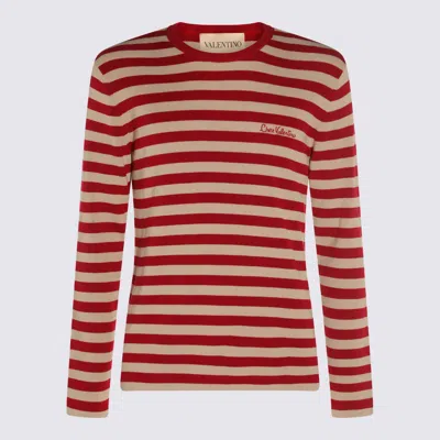 VALENTINO WHITE AND RED WOOL KNITWEAR