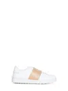 Valentino Open Sneakers In Leather With Contrast Colored Stripe And Stud Detail In Nude