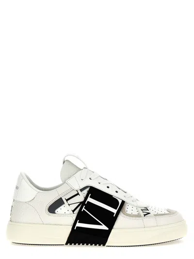 Valentino Garavani White Black Logo Sneakers In Neutral