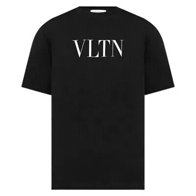 Pre-owned Valentino White Bold Vltn Print Logo Black T-shirt
