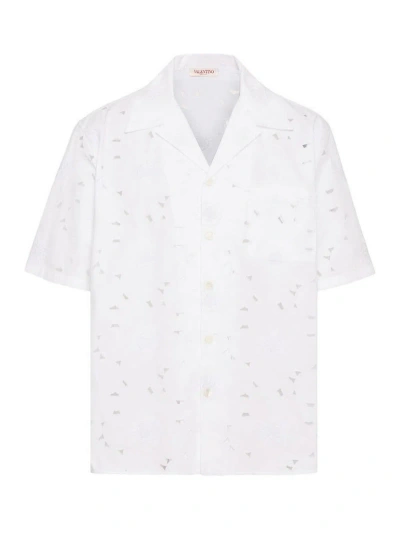 Valentino White Broderie Anglaise Camp Collar Shirt