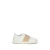 Valentino Open Sneakers In Leather With Contrast Colored Stripe And Stud Detail In Nude