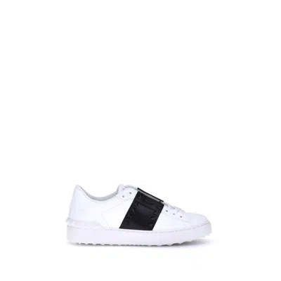 Valentino Garavani White Calf Leather Bos Taurus Low Top Sneakers In Multi