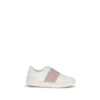 Valentino Garavani White Calf Leather Bos Taurus Low Top Sneakers In Multi