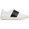 Valentino Blue Calf Leather Bos Taurus Low Top Sneakers In White