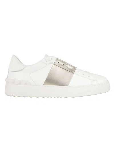 Valentino Garavani Contrast Leather Band Sneakers With White Rubber Sole
