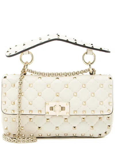 Valentino Garavani Valentino White Calfskin Rockstud Spike Up Chain Small Shoulder Bag (authentic  Pre-loved)
