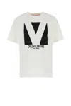 Valentino Crewneck Graphic Print Ribbed Short-sleeve Cotton Jersey In White