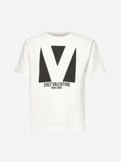 VALENTINO WHITE CHEZ VALENTINO PRINT T-SHIRT