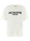 Valentino Cotton Slogan Print Drop Shoulder T-shirt In White