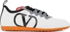 Valentino Chromathon Low-top Sneakers In Perforated Leather In 9k0 Bianco/grigio/ne