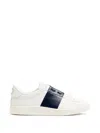 Valentino Garavani Minimalist Leather Sneakers With Contrasting Stripe Detail And Vlogo Signature In Blue