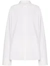 Valentino White Compact Popeline Cotton Shirt In White
