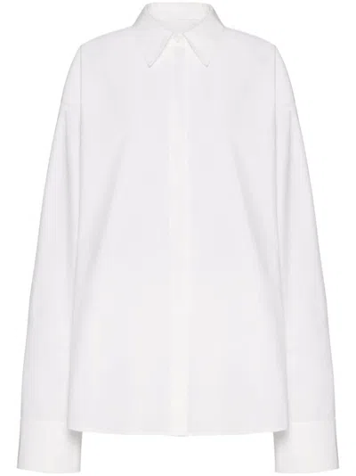Valentino White Compact Popeline Cotton Shirt