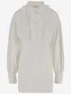 Valentino White Mini Chemisier Dress With Ruffles Women In Bianco