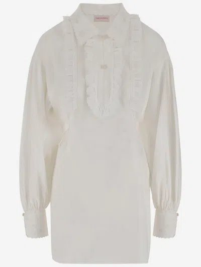 VALENTINO WHITE COTTO BLEND SHIRT DRESS