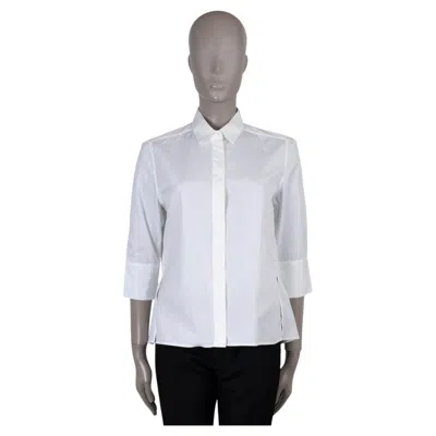 Pre-owned Valentino White Cotton 3/4 Sleeve Poplin Shirt 46 Fits 44 L
