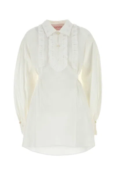 VALENTINO WHITE COTTON AND LINEN DRESS