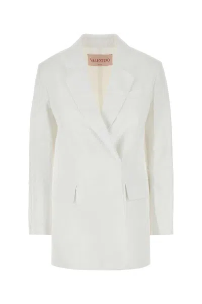 Valentino Single Breast Cotton Jacket In White