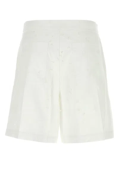 Valentino White Cotton Blend Bermuda Shorts