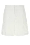 Valentino White Cotton Blend Bermuda Shorts In White