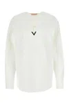 Valentino Garavani White Cotton Blend Blouse In Bianco