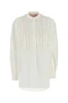 Valentino Blouse Cotton Blend Long Sleeves In Bianco
